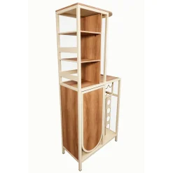 Mueble de bar con botellero marfil
