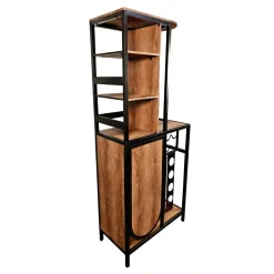 Mueble de bar con botellero negro