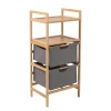 Mueble para baño de bambú con 2 cestas para ropa