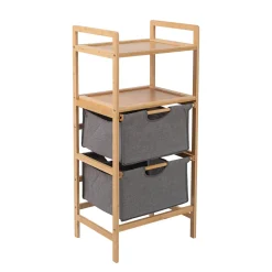 Mueble para baño de bambú con 2 cestas para ropa