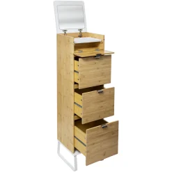 Mueble wc con espejo y cajones de bambú