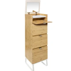 Mueble wc con espejo y cajones de bambú
