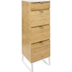 Mueble wc con espejo y cajones de bambú