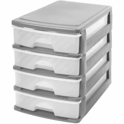 Organizador C/4 Cajones A4 Bajo Plast.