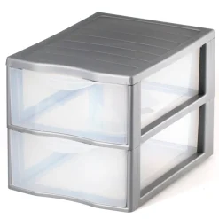 Organizador C/2 Cajones A4 Plástico Gris