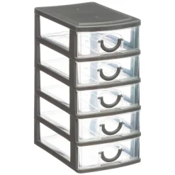 Organizador C/5 Cajones 9x13x18.7Cm Gris