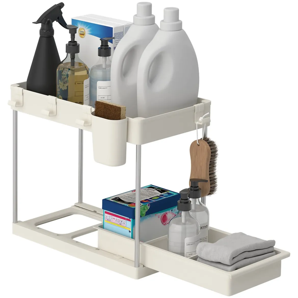 Organizador para armario beige con 2 niveles 34cm