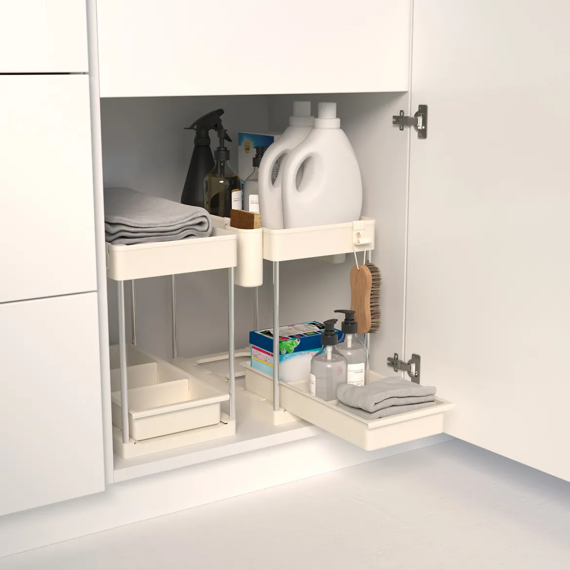 Organizador para armario beige con 2 niveles 34cm