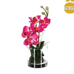 Orquídea Con Maceta De Vidrio 32Cm