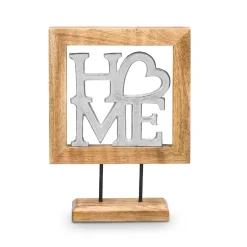 Palabra decorativa HOME con soporte de madera