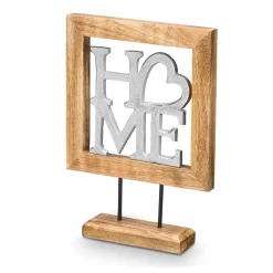 Palabra decorativa HOME con soporte de madera