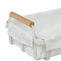 Panera blanca de madera de pino y metal