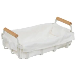 Panera blanca de madera de pino y metal
