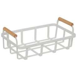 Panera blanca de madera de pino y metal