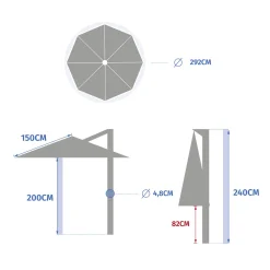 Parasol excéntrico MANOA crudo 3m