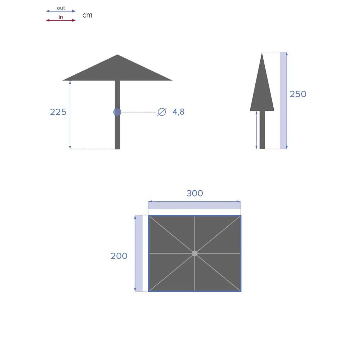 Parasol LOOMPA gris ardosia 2x3m