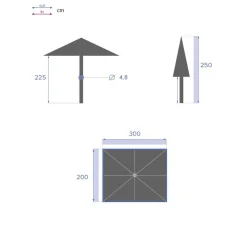 Parasol LOOMPA gris pardo 2x3m