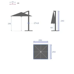 Parasol MANOA ardósia 2.5x2.5m