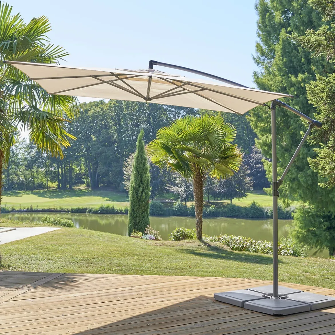 Parasol MANOA excéntrico beige blé 2,5x2,5m