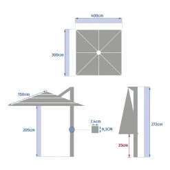 Parasol MELHIA color lino 4x3m