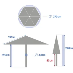 Parasol SOYA acajou 2,7m