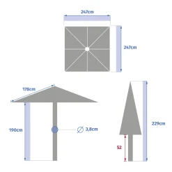 Parasol SOYA argile blé 2.5m