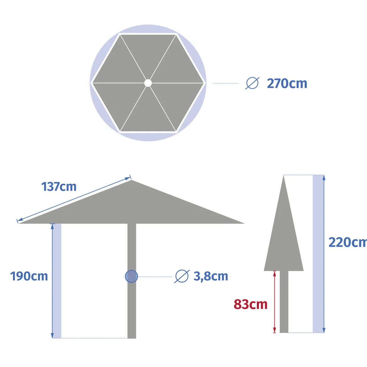 Parasol SOYA café 2,7m