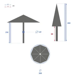 Parasol TINAEI bordeaux 3m