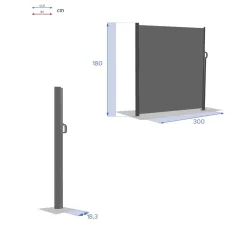 Paraviento plegable color grafito 3x1m