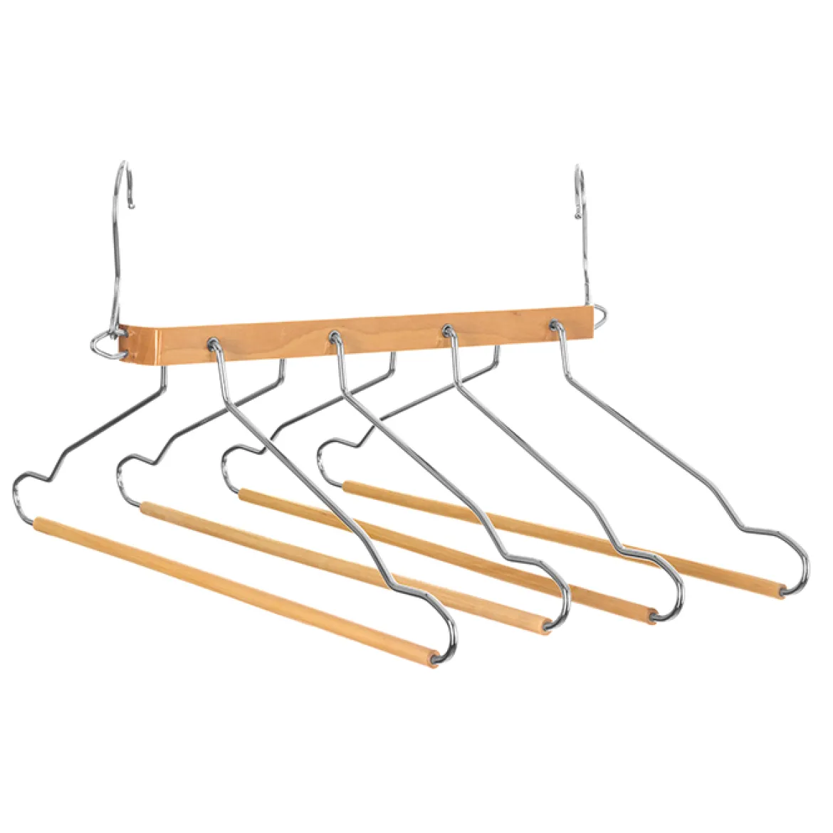Percha de madera para 4 camisas y pantalones