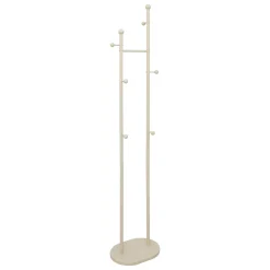 Perchero de pie con 6 ganchos beige de metal
