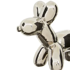 Perro decorativo THEO plateado de cerámica