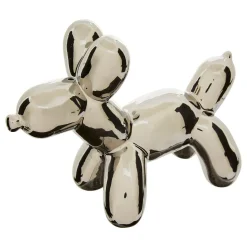 Perro decorativo THEO plateado de cerámica