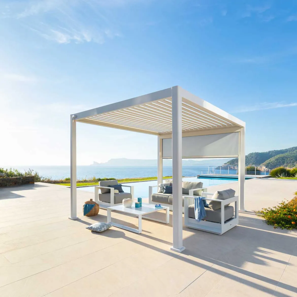 Persiana para pérgola ÉVORA blanca 3.6x6