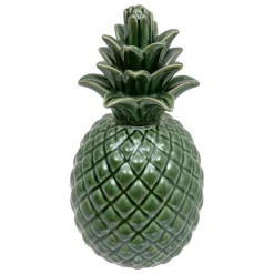 Piña verde decorativa de cerámica