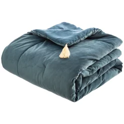 Pie De Cama Terciopelo Azul 80x180Cm