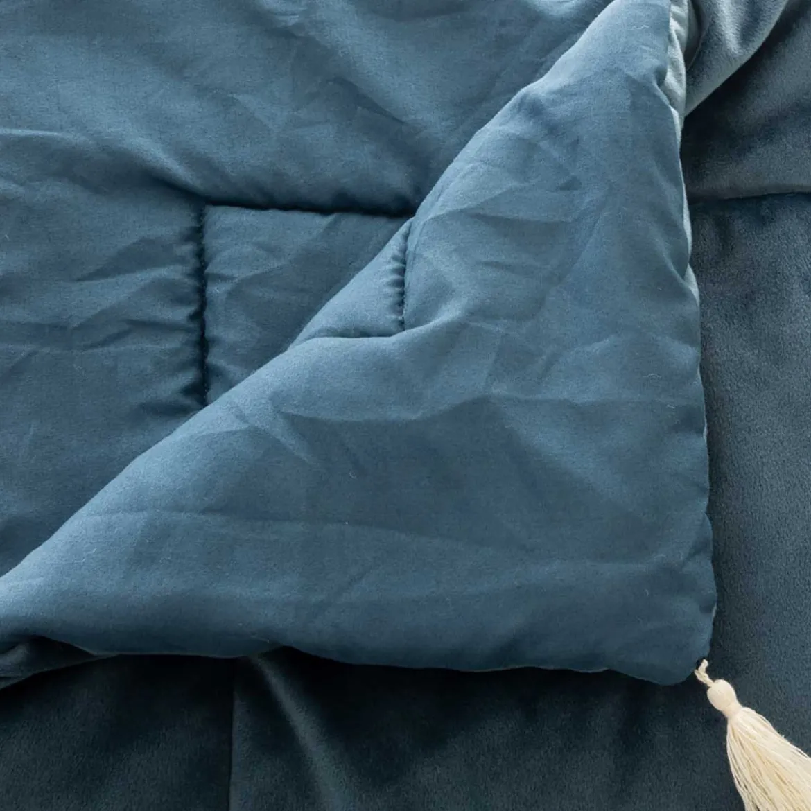 Pie De Cama Terciopelo Azul 80x180Cm