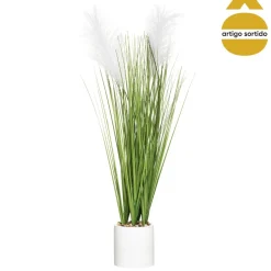 Planta C/Plumas Y Maceta De Cemento 68Cm