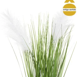 Planta C/Plumas Y Maceta De Cemento 68Cm