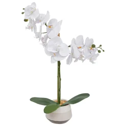 Planta orquídea blanca artificial con maceta 52cm