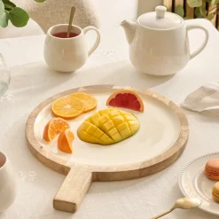 Plato de presentación INAYA blanco de madera mango
