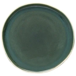 Plato llano WONJA verde de cerámica 27cm