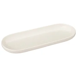 Plato Ovalado Nora Blanco De Porcelana 9x23cm