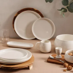 Plato Ovalado Nora Blanco De Porcelana 9x23cm