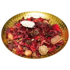 Popurrí De Frutos Rojos Con Plato Metálica Dorado