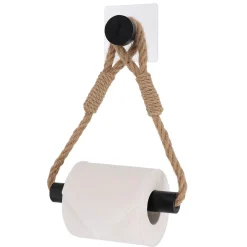 Portarrollos wc negro de bambú