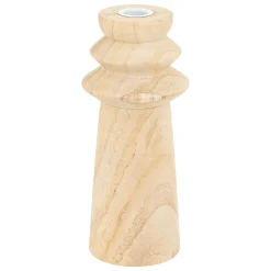 Portavelas De Madera Beige Uma 23.5cm