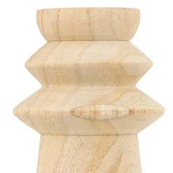 Portavelas De Madera Beige Uma 16cm