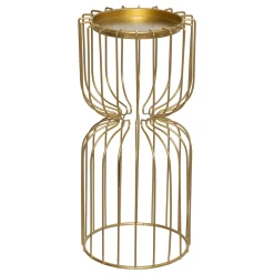 Portavelas de metal dorado 26cm