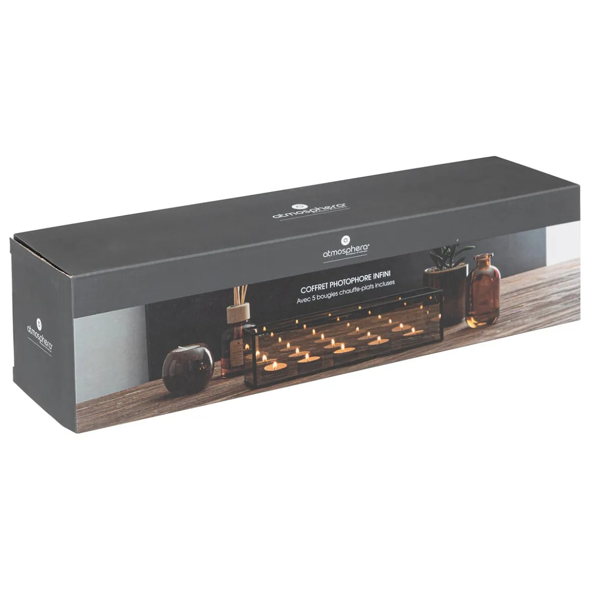 Portavelas Vidrio Y Metal Negro 5 velas